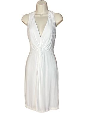 L’Agence White Draped Front Knot Mini Dress Sz 0 XS Bridal Cocktail Party AS IS